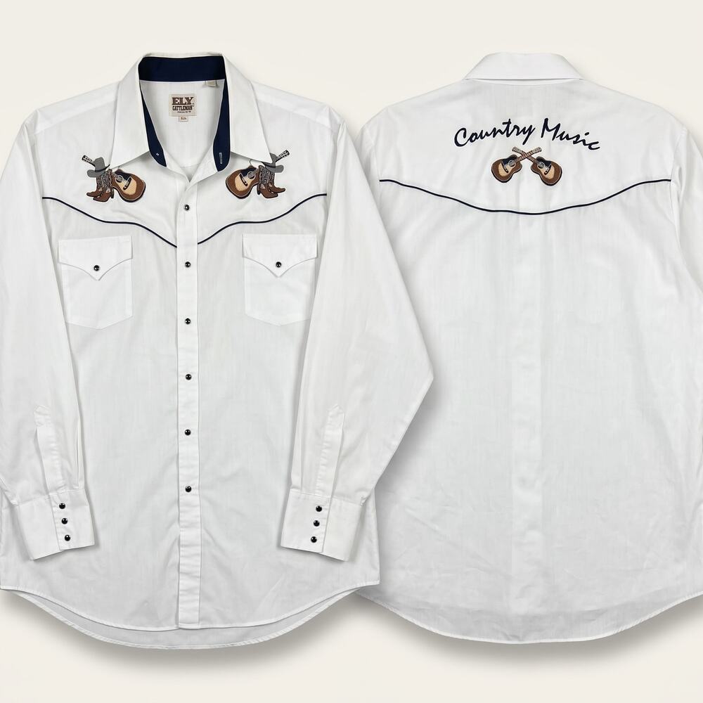 Ely Cattleman Mens XXL Western Cowboy Country Music Pearl Snap Shirt Embroidered